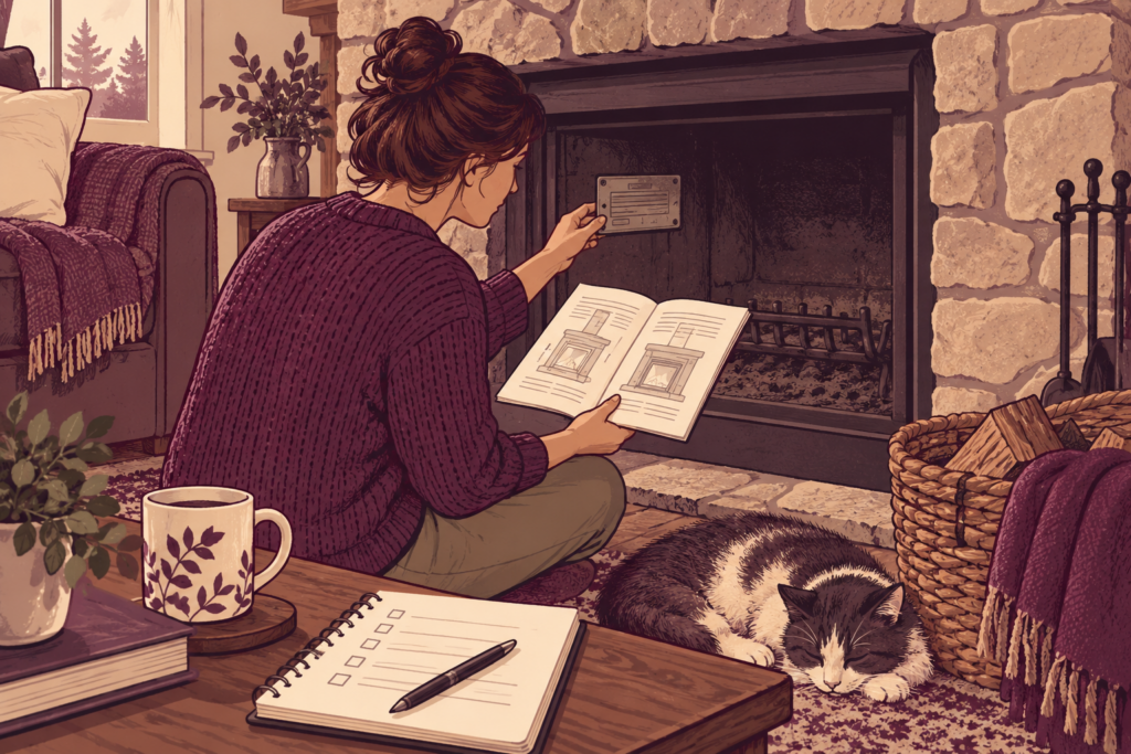 Original editorial illustration for Find the Exact Fireplace Manual Before Asking About Service or Parts